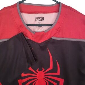 NWOT Spiderman Miles Morales Superhero Red Black Hockey Jersey Large #11